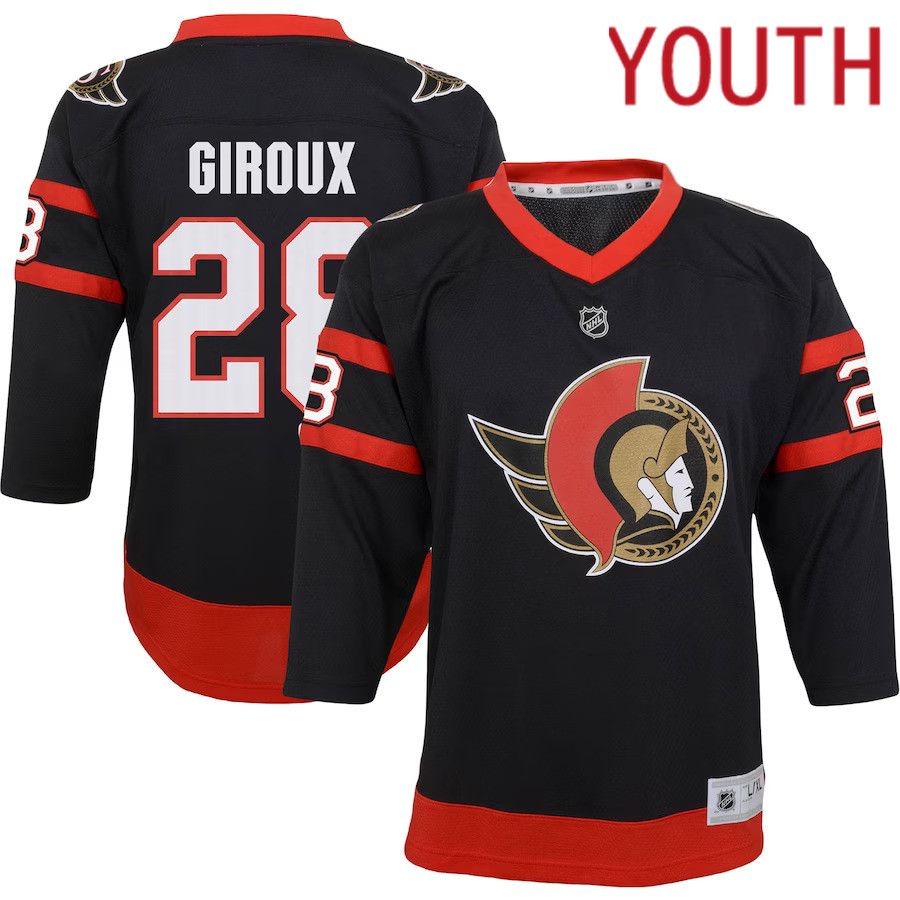 Youth Ottawa Senators 28 Claude Giroux Black Replica Player NHL Jersey